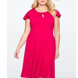 Fit & flare dress with keyhole neckline dress w/short flutter sleeves